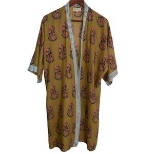 WORLD MARKET Mustard Yellow Bhuti Print Sheena Robe ONE SIZE, MISSING BELT